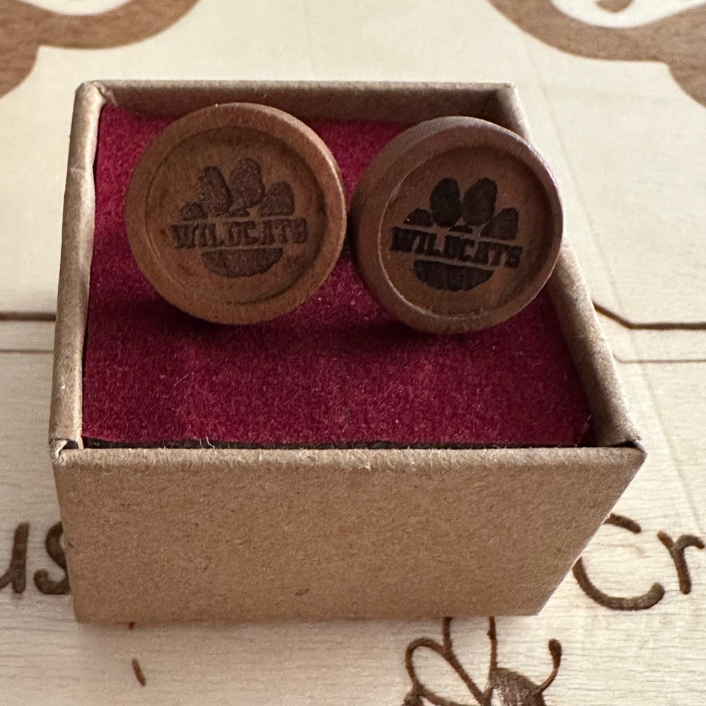 Brown Wooden Wildcat Earrings